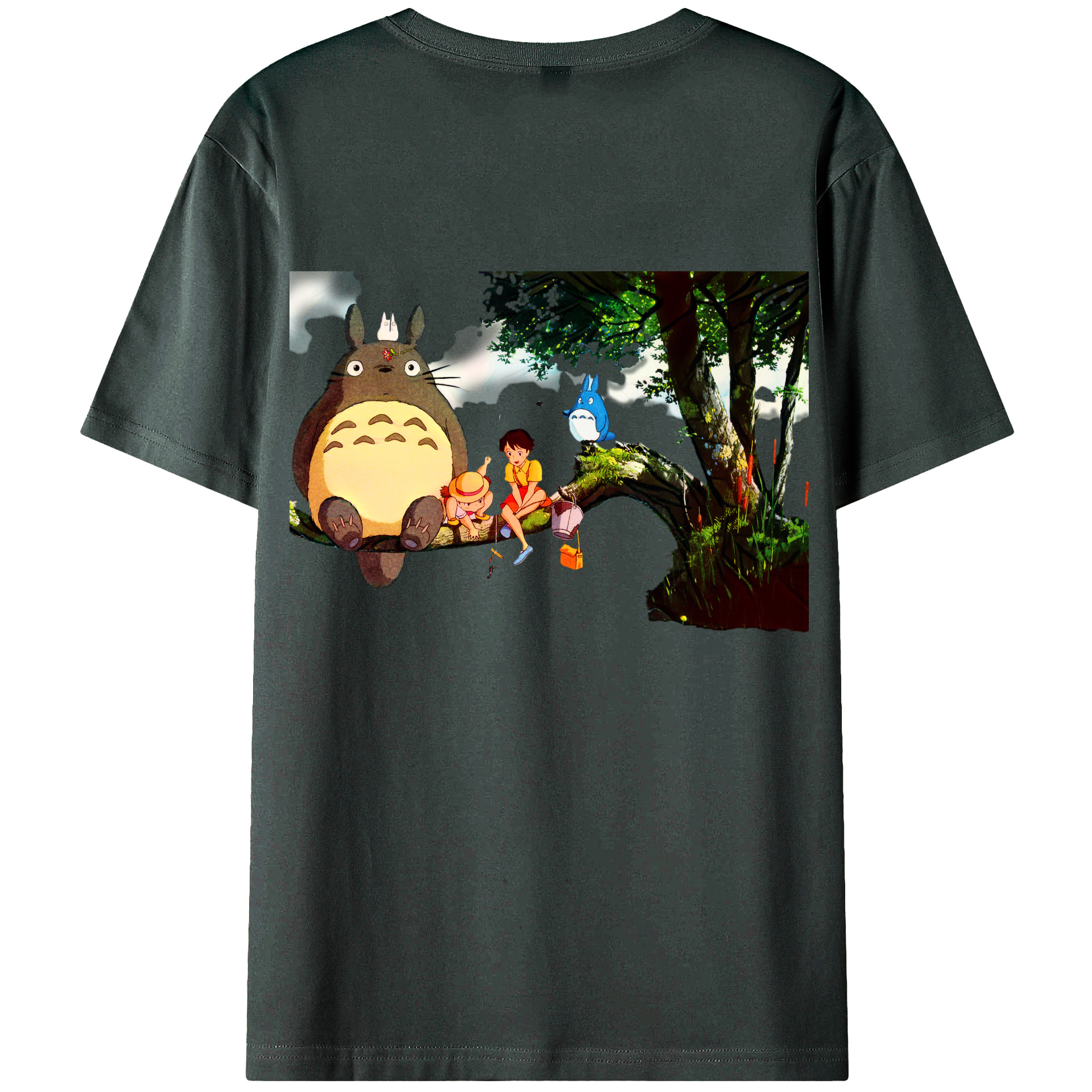 （画像用） となりのトトロ 草壁メイ 草壁サツキ My Neighbor Totoro Satsuki Kusakabe Mei Kusakabe 綿100％ メンズ半袖Tシャツ（バックプリント） 通気性